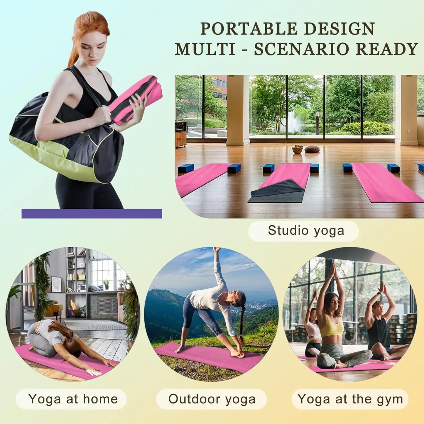 Extra Thick 600GSM Yoga Mat Towel with Hand Towel, Non-Slip Sweat Absorbent for Hot Yoga Pilates Fitness, Grey/Pink
