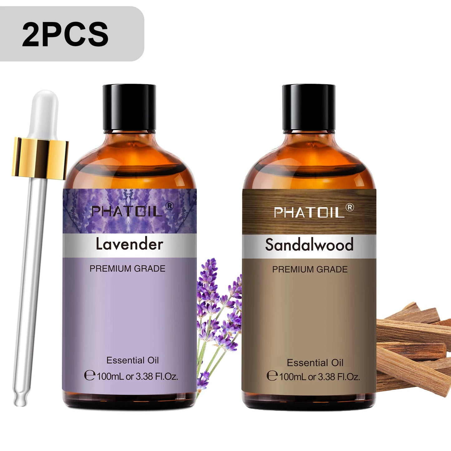 PHATOIL 100ml Premium Essential Oil Sandalwood Lavender Eucalyptus Peppermint Lemongrass Vanilla Aromatherapy Essential Oils