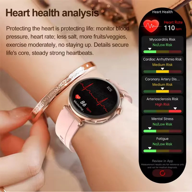 NEW Women Smartwatch 1.32inch AMOLED Screen ECG Sport Watch Blood Pressure Micro physical examination AI dial Health Smart Watch