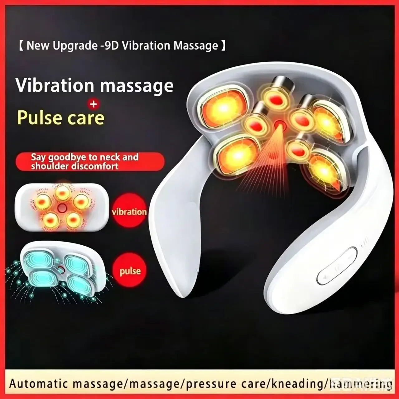 Smart Shoulder & Neck Massage Instrument, Portable Relaxation Vibrator for Daily Use Red Light H88/H66