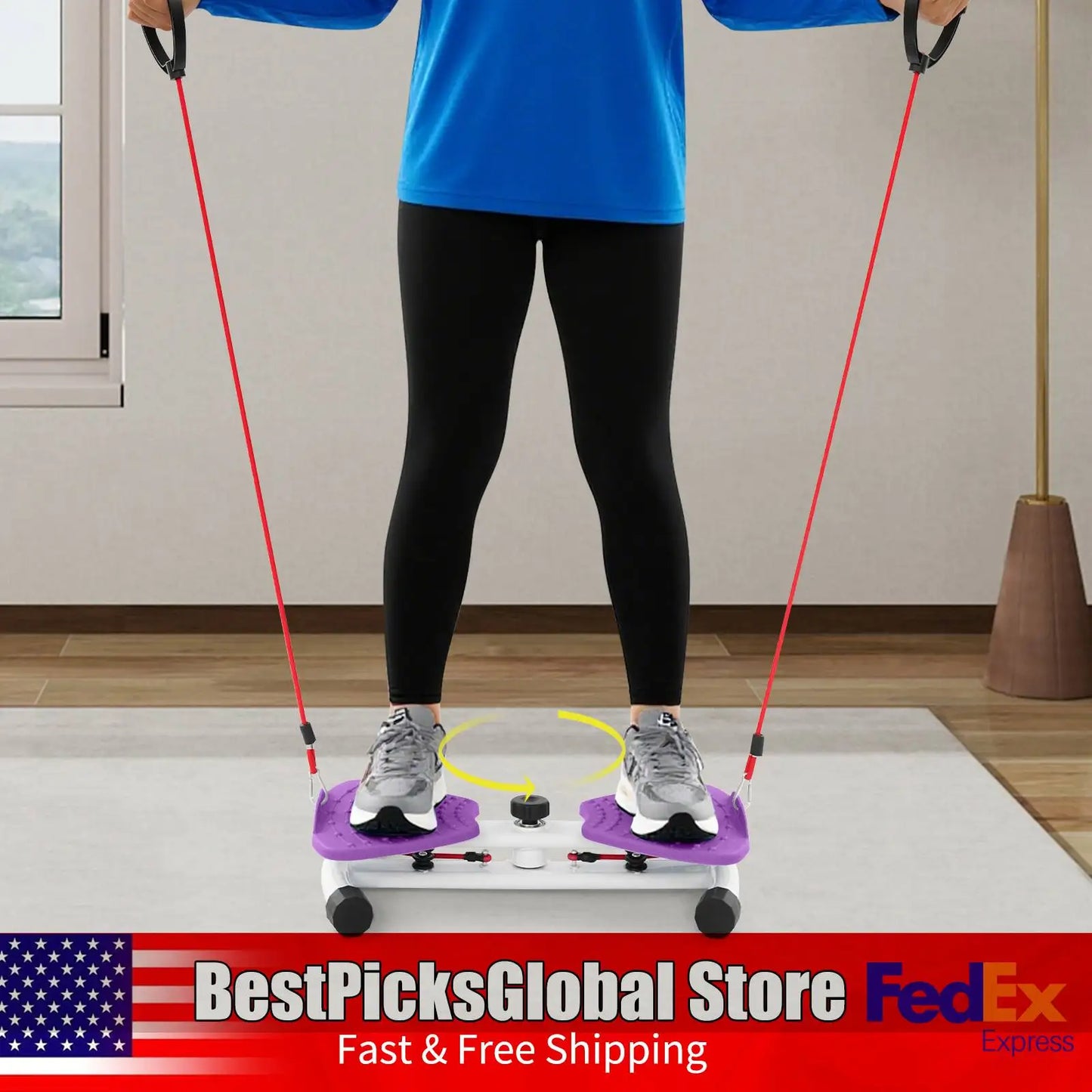Waist Twister, Purple, Twist Board Fitness Equipment, 265lb Capacity, Double Pedal, Non-Slip, Home Workout Machine