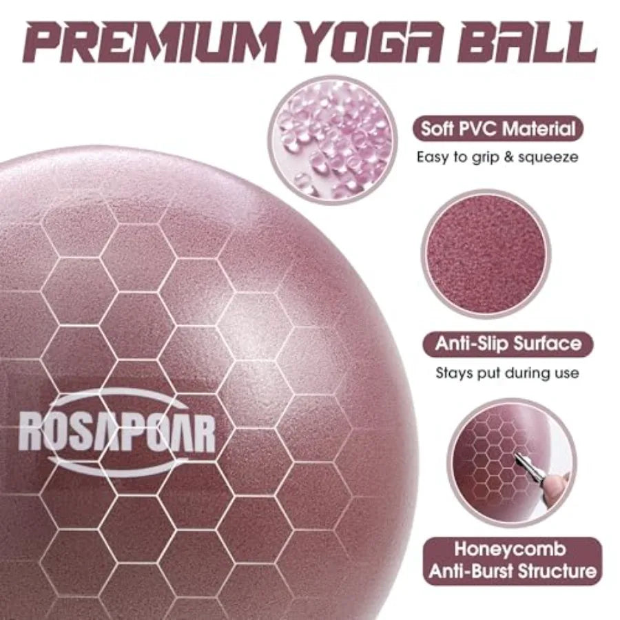 9 Inch Mini Exercise Ball for Home Gym and Office - Anti-Burst Yoga Ball in Pink for Stretching Core Strength Physical