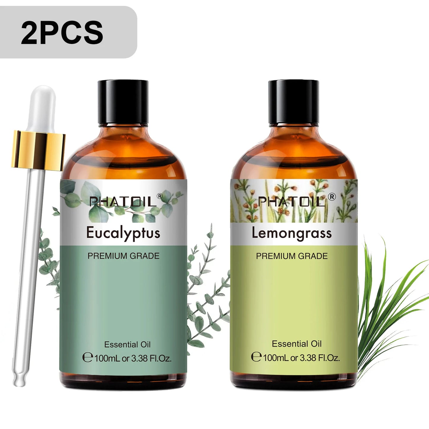 PHATOIL 100ml Premium Essential Oil Sandalwood Lavender Eucalyptus Peppermint Lemongrass Vanilla Aromatherapy Essential Oils