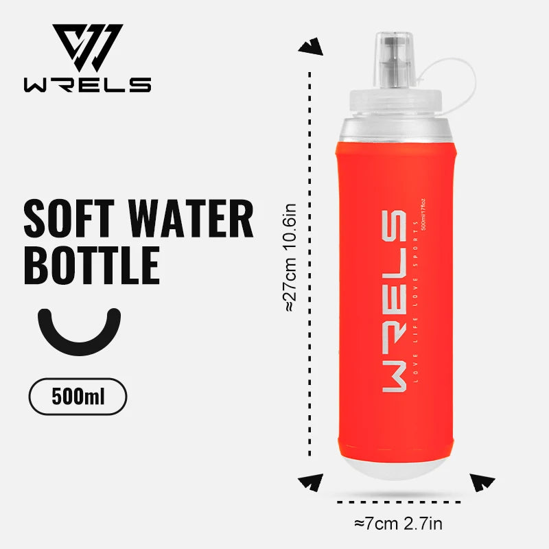 WRELS 500ML TPU Soft Folding Water Bottles BPA-Free Collapsible Sports Flasks for Hiking Climbing Camping Running Bottle