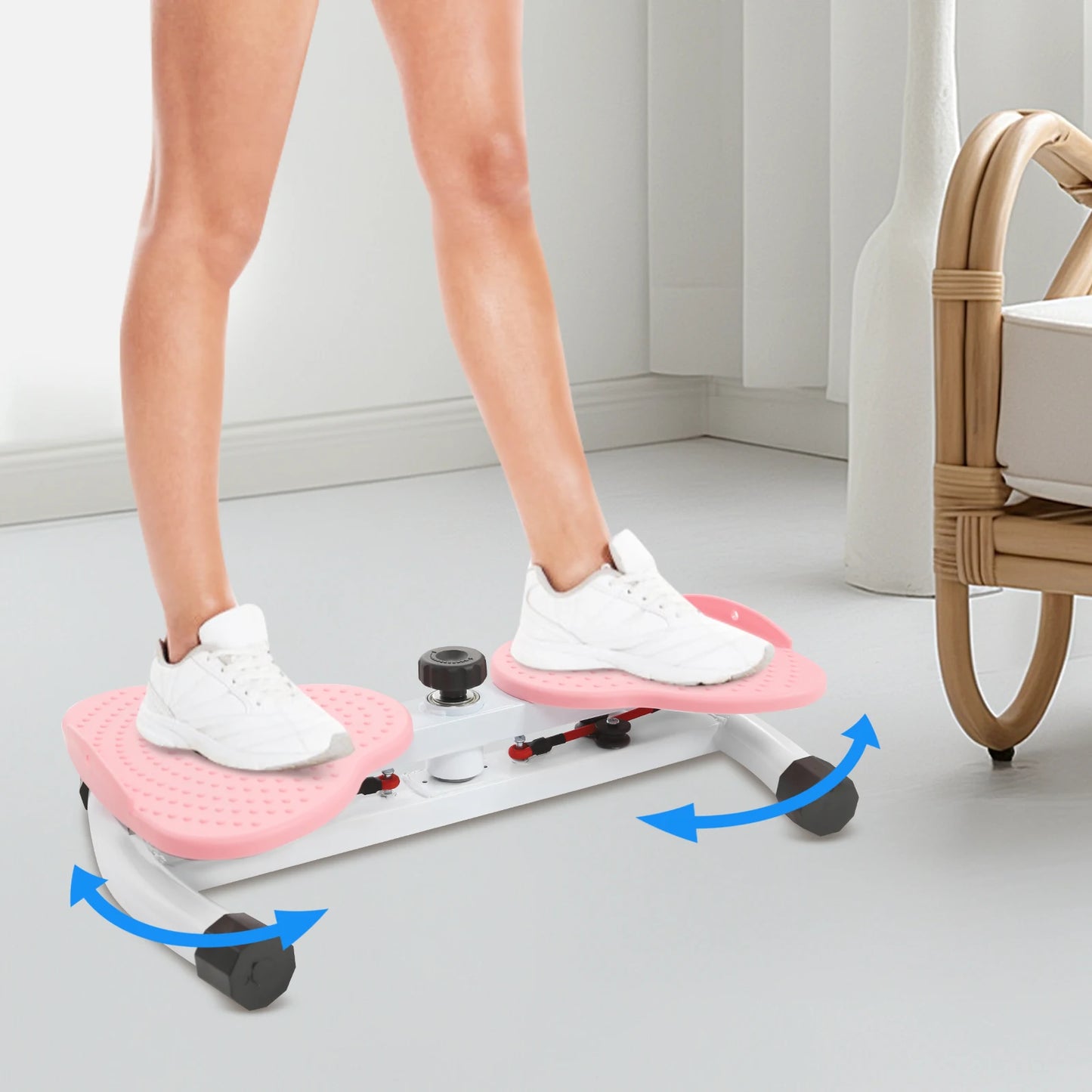Waist Twister Exercise Machine with Resistance Bands 220LBS Capacity Twist Board for Ab Workout & Weight Loss, Home Fitness Pink