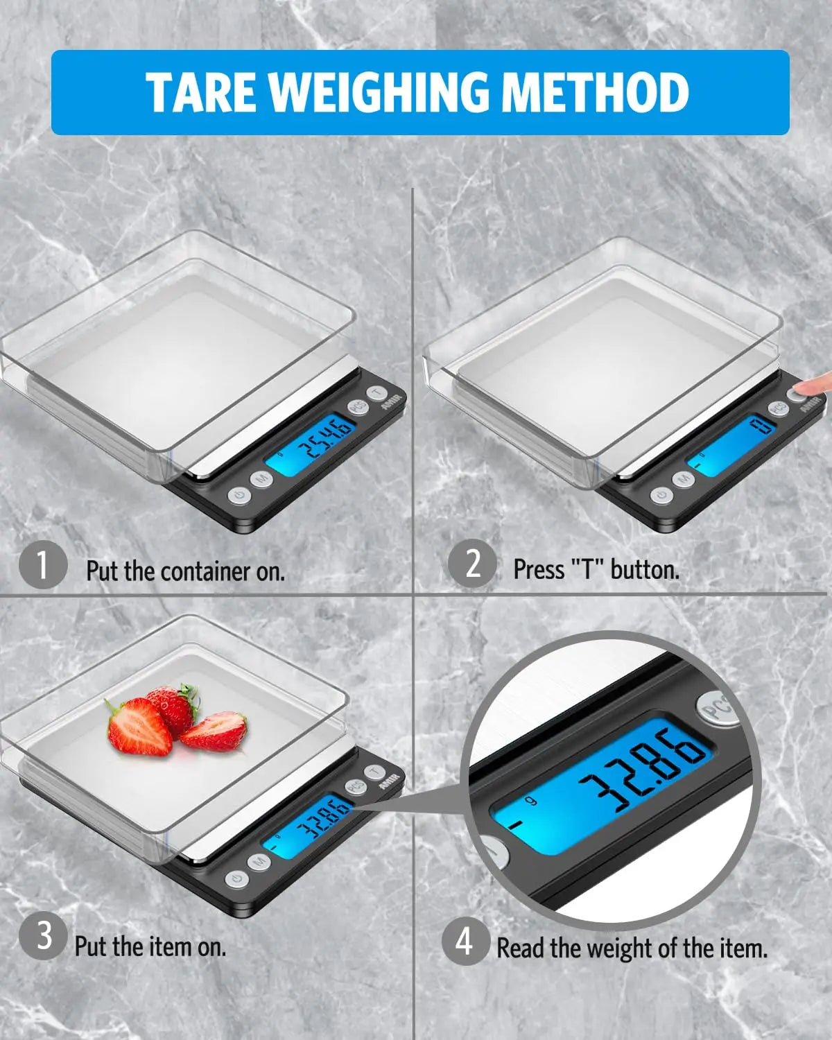 Digital Kitchen Scale 500g/0.01g Mini Pocket Scale with Backlit LCD, 2 Trays, 6 Units, Auto Off, Tare, PCS Function, Stainless Steel, Battery Included, Black