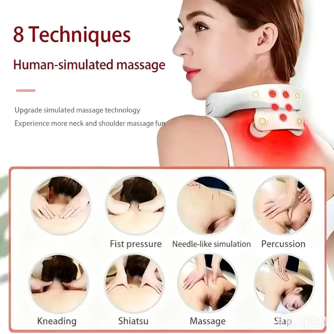 Smart Shoulder & Neck Massage Instrument, Portable Relaxation Vibrator for Daily Use Red Light H88/H66