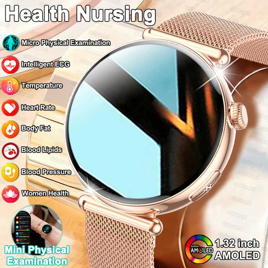 NEW Women Smartwatch 1.32inch AMOLED Screen ECG Sport Watch Blood Pressure Micro physical examination AI dial Health Smart Watch