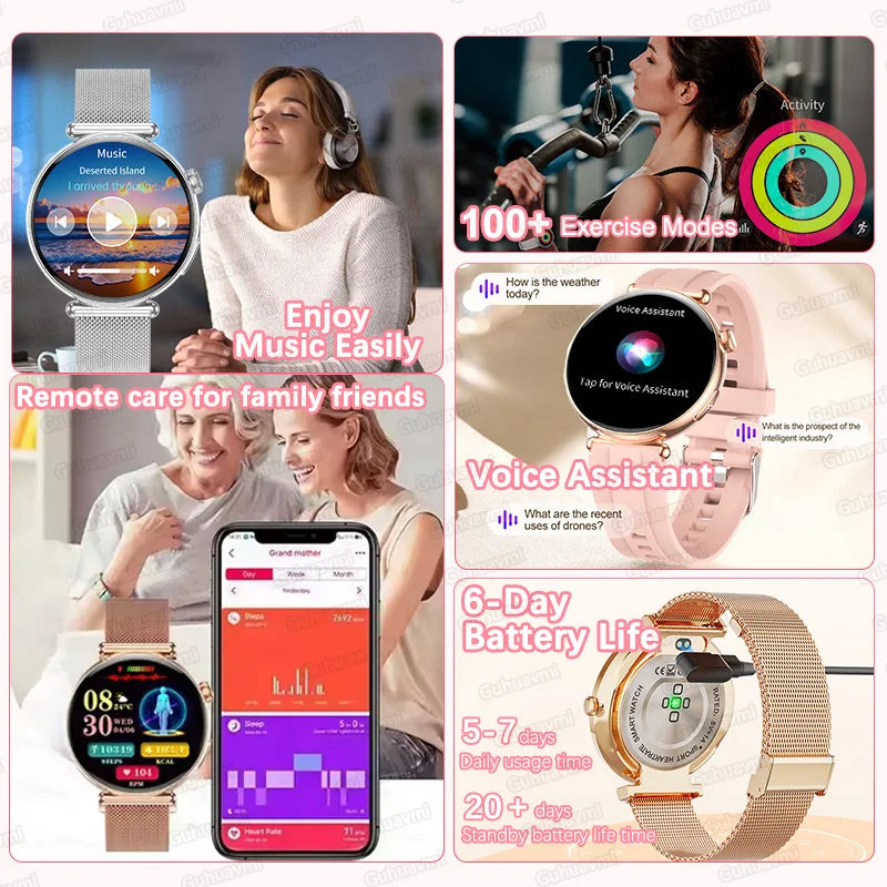 NEW Women Smartwatch 1.32inch AMOLED Screen ECG Sport Watch Blood Pressure Micro physical examination AI dial Health Smart Watch